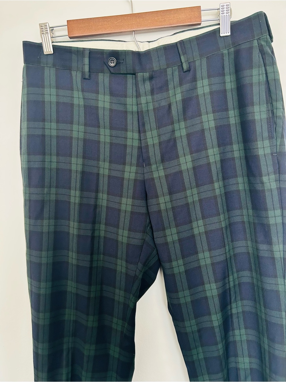 Lauren Ralph Lauren Men’s Dress Pants Tartan Green 100% Wool Preppy 33x32 - Picture 3 of 6